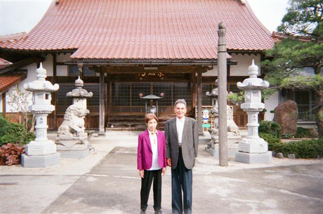 Family church entrance with Toshi and Katsu.
